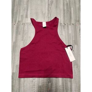 Calvin Klein Performance Women's Size L Burgundy Ribbed Workout Crop Top